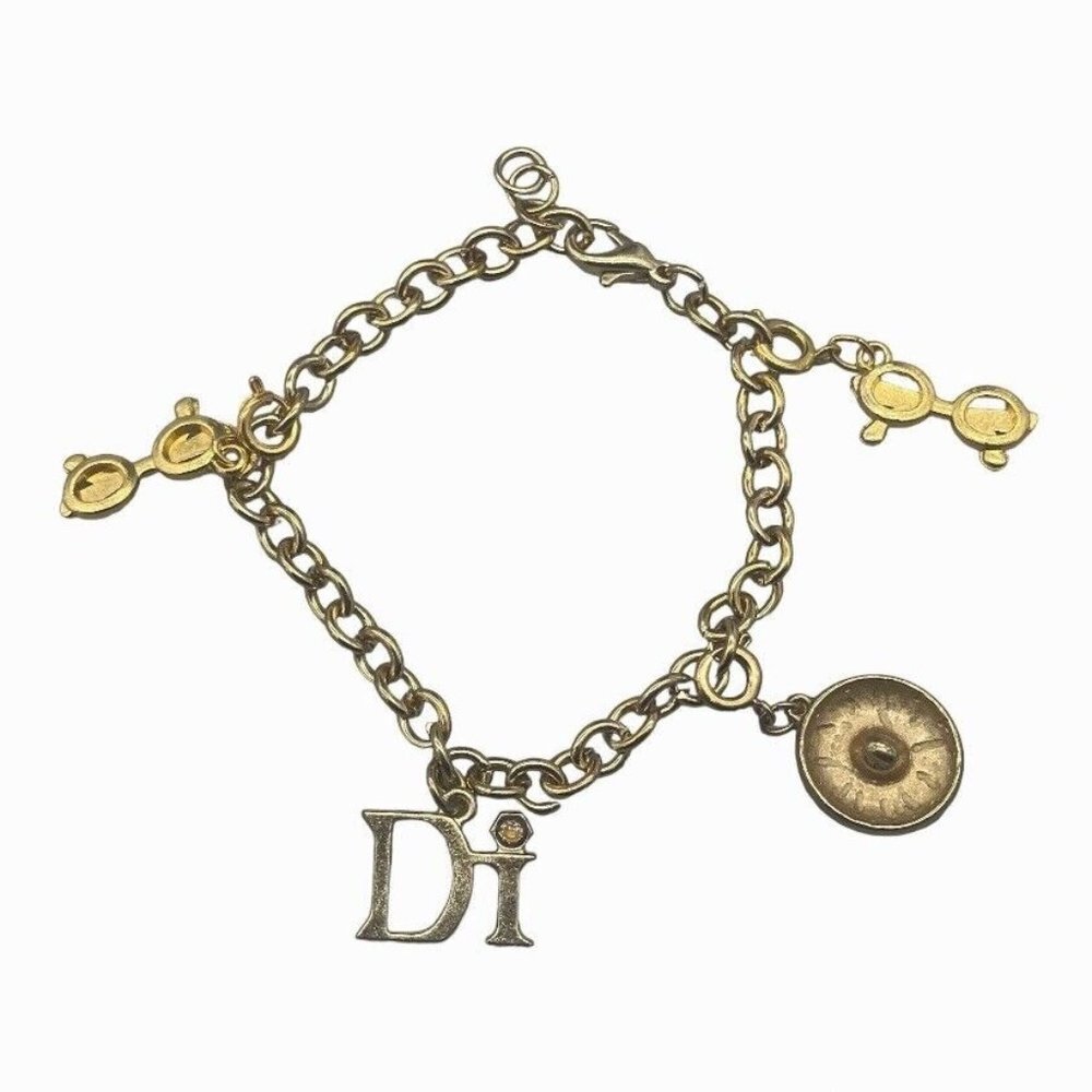 Diamond International Gold Tone Charm Bracelet
